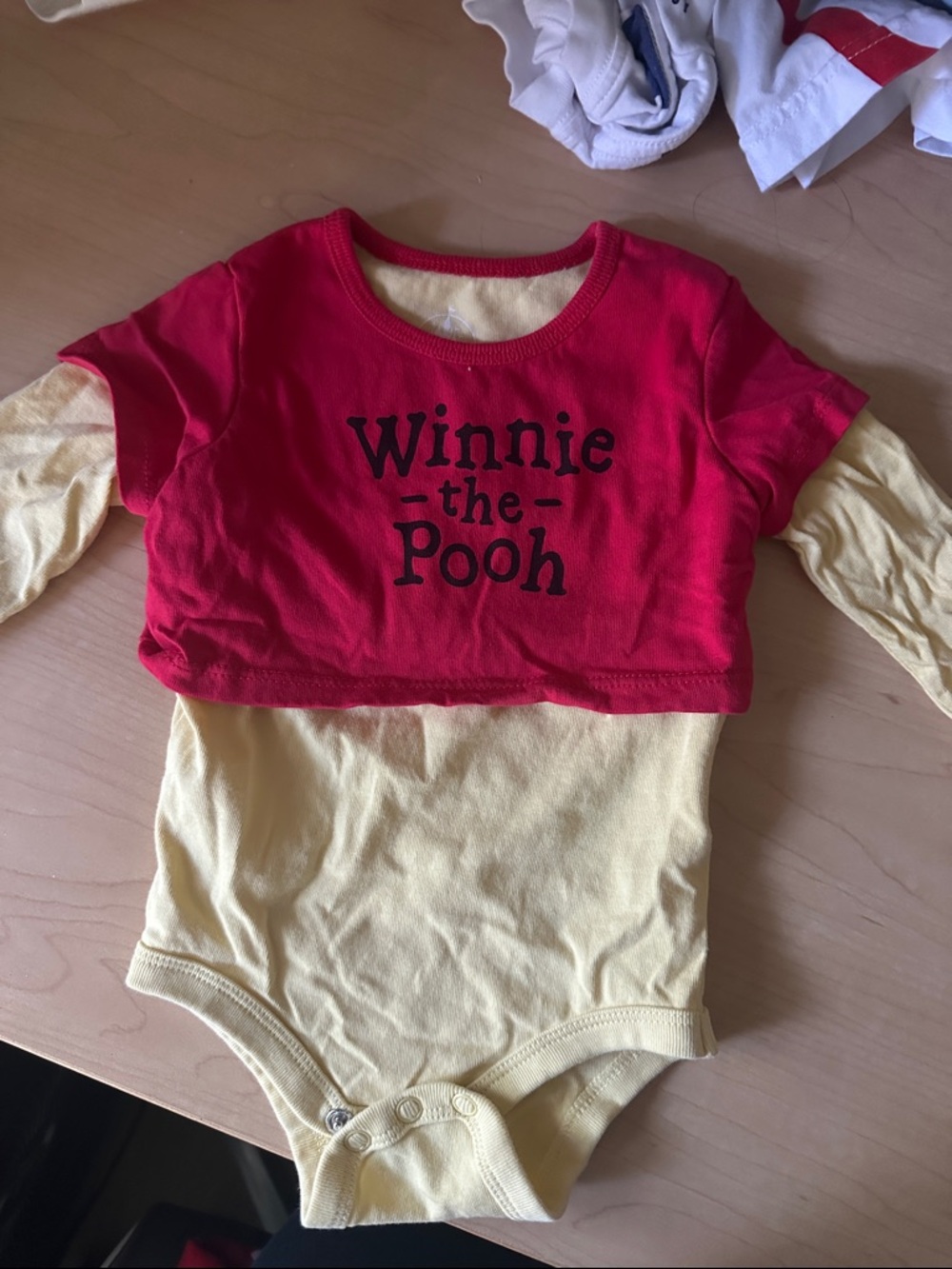 Disney Winnie the Pooh Red and Yellow Baby Onesie 9 month